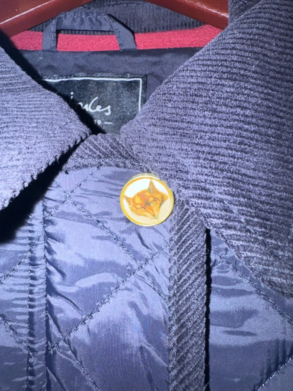 Joules Navy Blue Quilted Jacket with Gold Hardware - Picture 4 of 12